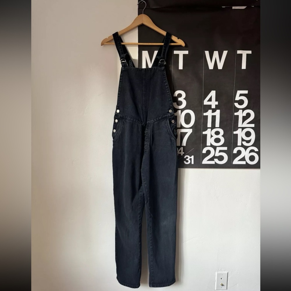 Rolla’s Original Cropped Straight Overalls - Dark Wash Blue Black Denim - 27 R